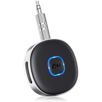 Bluetooth Receiver, WOCBUY Mini Bluetooth 5.0 AUX Adapter for Music Streaming, Bluetooth Adapter for Car/ Home Stereo/ Wired Headphones/ Speaker, Hands-free Car Kits, Dual Connection, 12H Playtime