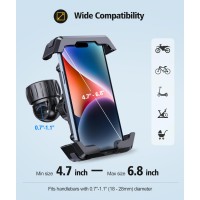 WOCBUY Bike Phone Mount, [Innovative Knob Clamp] Motorcycle Phone Mount, Bicycle Phone Holder for MTB/Scooter Compatible with iPhone 14 Pro Max/13/12/11, Galaxy S23/22/21 and More 4.7"-6.8" Cellphones