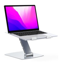 WOCBUY Laptop Stand for Desk, Aluminum Adjustable Foldable Laptop Riser Mount, Ergonomic Computer Notebook Stand Compatible with MacBook Air Pro