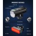 WOCBUY Bike Light, 1300 Lumen Super Bright Bike Lights Front and Back [8+6 Lighting Modes] & [Spotlight+Floodlight LEDs], USB Rechargeable Waterproof Bicycle Lights Set with Aluminum Alloy Shell