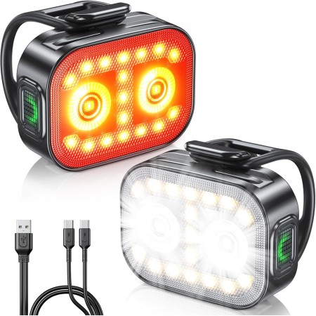 WOCBUY Bike Lights, Ultra-Slim & Lightweight Rechargeable Bicycle Lights Set, [5+6 Modes] Dual USB-C Bike Lights Front and Back, IP65 Waterproof Bicycle Lights for Night Riding Road Mountain Cycling