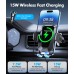 WOCBUY Wireless Car Charger, [Auto Clamping] 15W Fast Charger Car Phone Holder Mount, [Super Stable] Cell Phone Holder Car Charger Compatible with iPhone 15 Pro Max/14/13/12/11, Galaxy S23/S22, etc